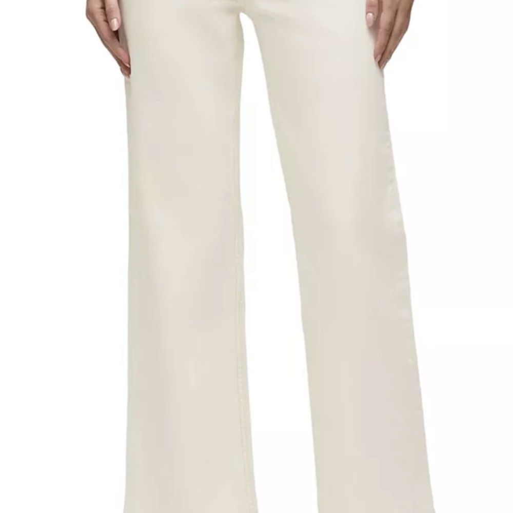 Rosie High Rise Wide Leg Ankle Jeans in Ecru Size 32